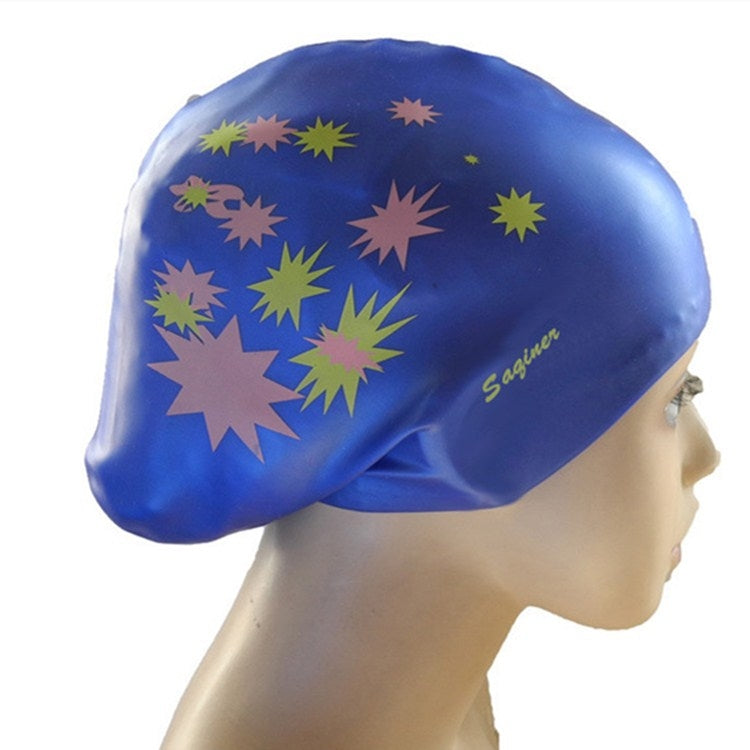 Mũ bơi silicone in họa tiết chống nước cho tóc dài, Mũ bơi in họa tiết tóc dài (Hồng), Mũ bơi tóc dài, Mũ bơi in họa tiết tóc dài (Tím), Mũ bơi in họa tiết tóc dài (Xám), Mũ bơi in họa tiết tóc dài (Xanh hải quân)