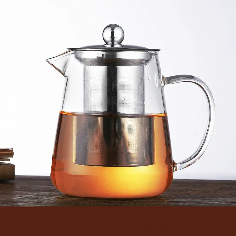Bộ Ấm Trà Bằng Thủy Tinh Chịu Nhiệt Dung Tích Lớn Kèm Lọc Thép Không Gỉ Cho Trà Kung Fu, 450ML, 550ML, 750ML, 950ML