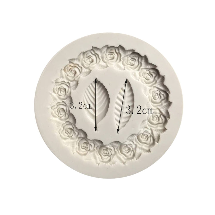 2 cái khuôn fondant silicone hình vòng hoa hồng và lá hồng, dụng cụ trang trí viền bánh, khuôn keo nướng