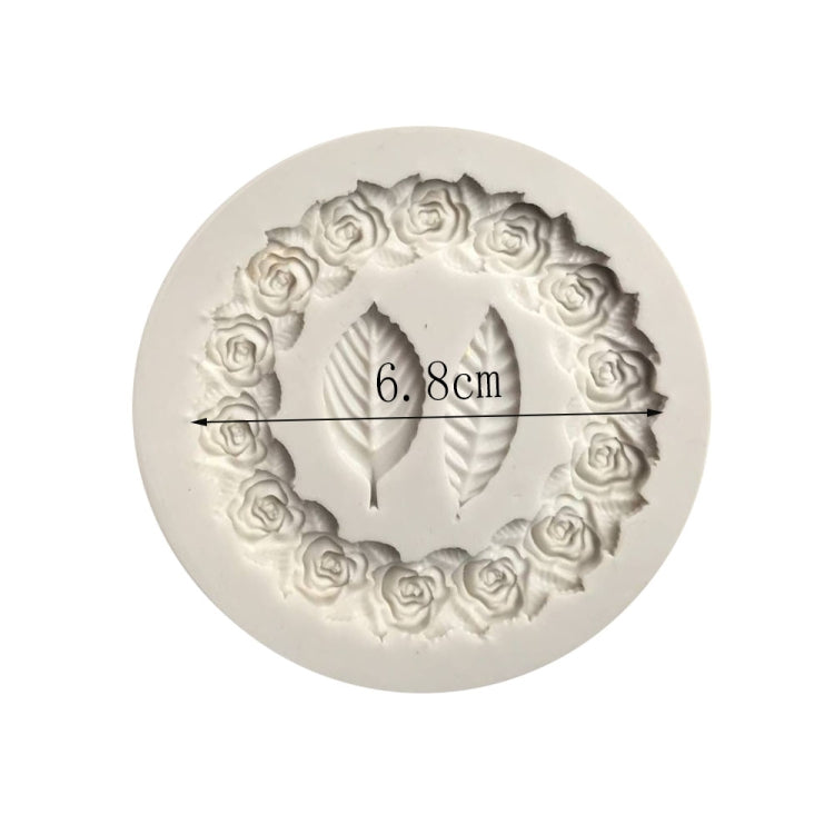2 cái khuôn fondant silicone hình vòng hoa hồng và lá hồng, dụng cụ trang trí viền bánh, khuôn keo nướng