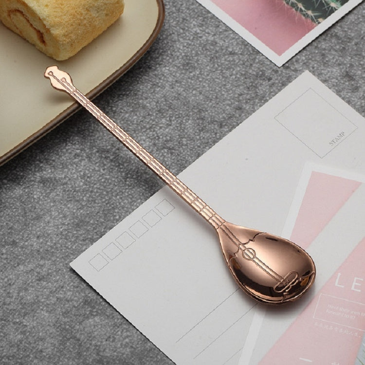 Muỗng khuấy cà phê bằng thép không gỉ hình nhạc cụ sáng tạo, guitar bạc, bát giác bạc, đàn lute bạc, đàn nguyệt bạc, guitar titan vàng, bát giác titan vàng, đàn lute titan vàng, đàn nguyệt titan vàng, guitar vàng hồng
