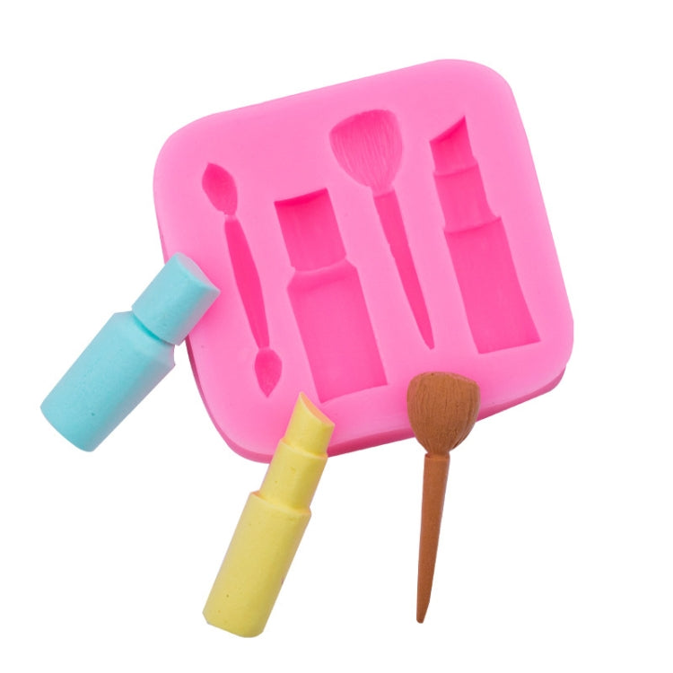 Bộ 2 khuôn silicon hình bút kẻ môi và bút kẻ mày trang điểm, khuôn bánh fondant, khuôn socola, khuôn đất sét hình bút kẻ mày