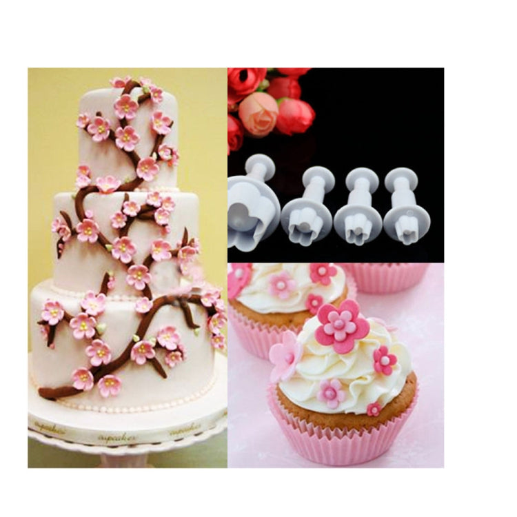Bộ 4 khuôn in mùa xuân hình mận cho bánh fondant, khuôn bánh quy