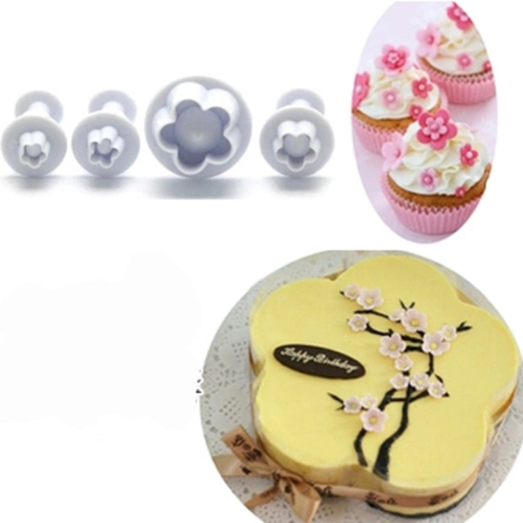 Bộ 4 khuôn in mùa xuân hình mận cho bánh fondant, khuôn bánh quy