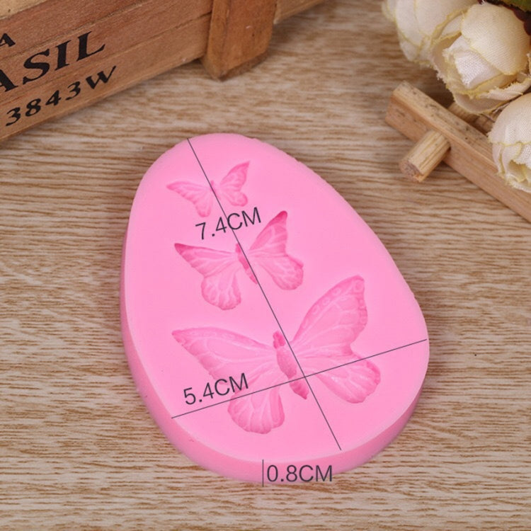 Bộ 2 khuôn silicon fondant hình bướm mô phỏng, dụng cụ làm xà phòng thủ công, trang trí bánh socola ren, bộ 2 cái