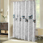 Rèm phòng tắm chống thấm polyester hình bướm Có thể giặt, 80x180cm, 120x180cm