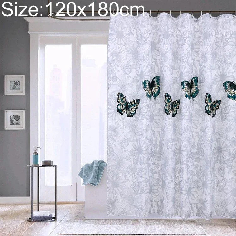 Rèm phòng tắm chống thấm polyester hình bướm Có thể giặt, 80x180cm, 120x180cm