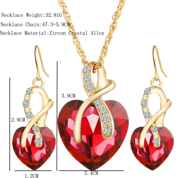 Bộ 3 món nữ trang bộ bông tai và dây chuyền hình trái tim đá Zircon