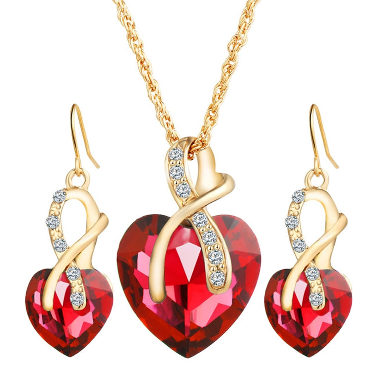 Bộ 3 món nữ trang bộ bông tai và dây chuyền hình trái tim đá Zircon