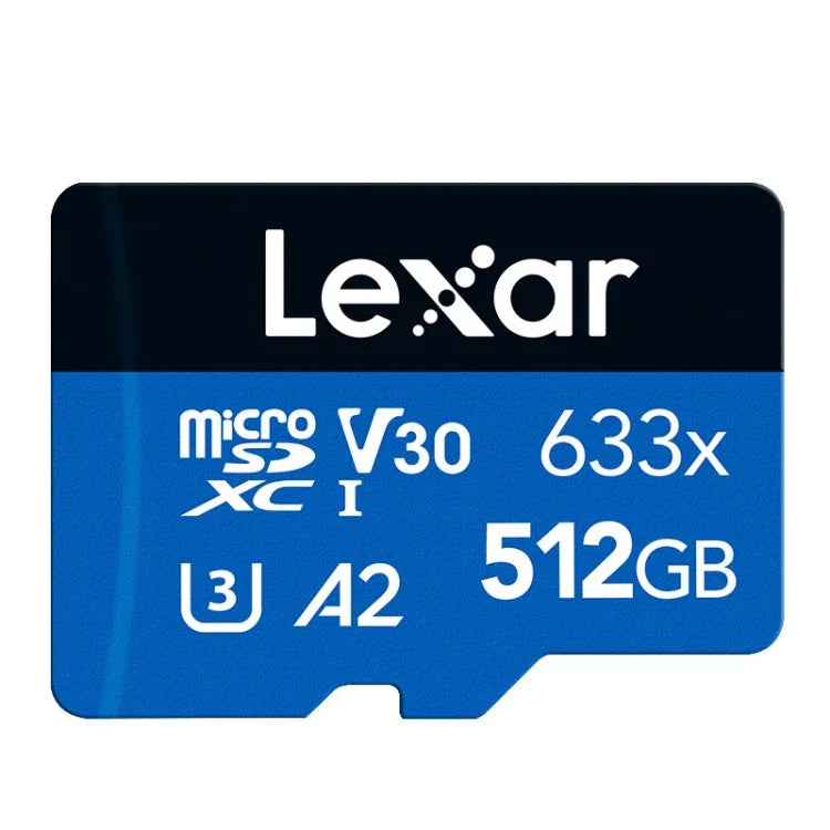 Thẻ nhớ flash Lexar 633x 512GB tốc độ cao cho camera thể thao, điện thoại di động TF, thẻ nhớ ghi hình xe, 512GB