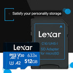 Thẻ nhớ flash Lexar 633x 512GB tốc độ cao cho camera thể thao, điện thoại di động TF, thẻ nhớ ghi hình xe, 512GB
