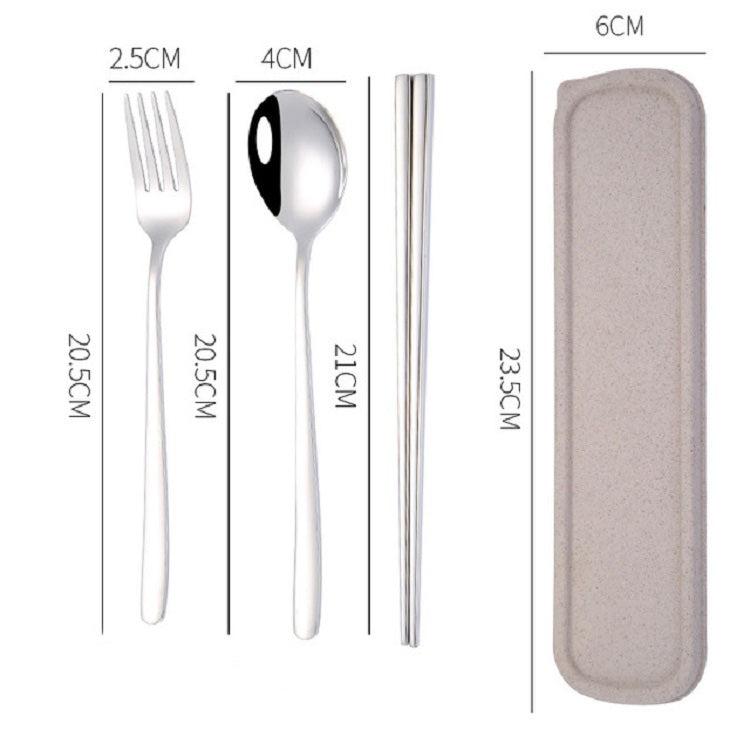Bộ 3 món dụng cụ ăn bằng thép không gỉ di động sáng tạo gồm đũa, thìa, nĩa làm quà, thép, màu đen, hồng, đỏ, xanh dương