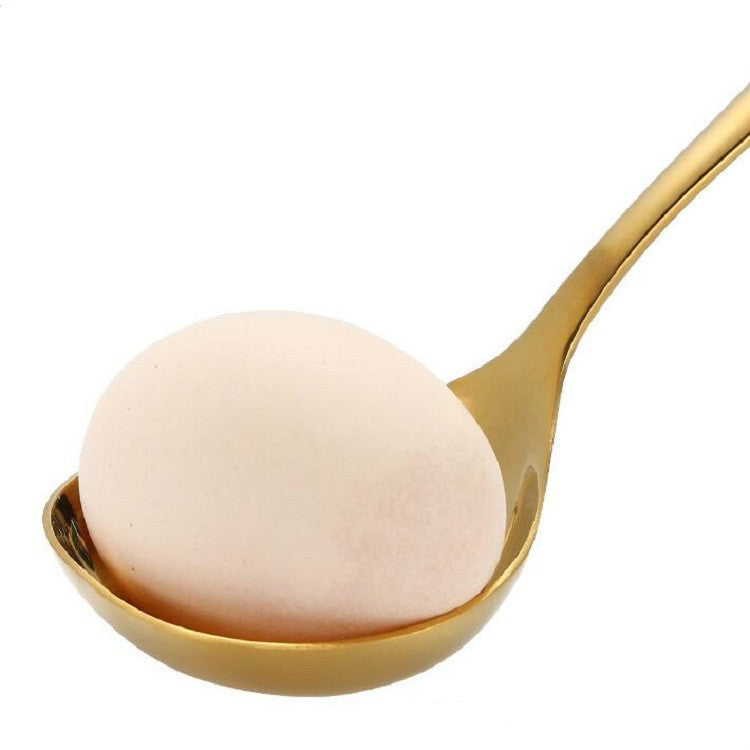 Thìa sốt thép không gỉ sáng tạo đầu lớn cán dài, màu vàng, vàng hồng, nhiều màu