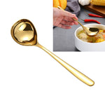 Thìa sốt thép không gỉ sáng tạo đầu lớn cán dài, màu vàng, vàng hồng, nhiều màu
