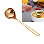 Thìa sốt thép không gỉ sáng tạo đầu lớn cán dài, màu vàng, vàng hồng, nhiều màu