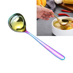 Thìa sốt thép không gỉ sáng tạo đầu lớn cán dài, màu vàng, vàng hồng, nhiều màu