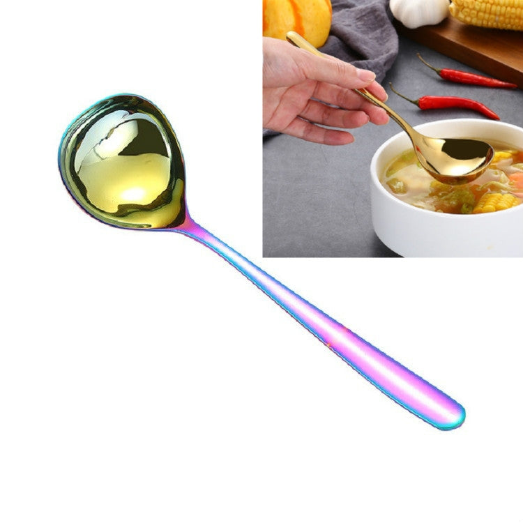 Thìa sốt thép không gỉ sáng tạo đầu lớn cán dài, màu vàng, vàng hồng, nhiều màu