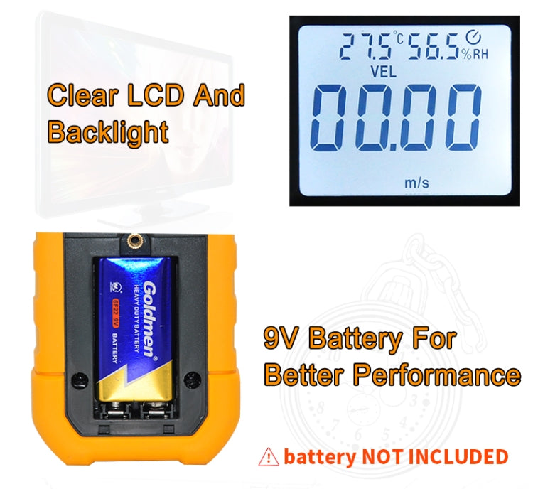 Máy đo tốc độ gió và lưu lượng không khí hiển thị kỹ thuật số chính xác cao PEAKMETER, MS6252A đo tốc độ gió, lưu lượng không khí, MS6252B đo nhiệt độ, độ ẩm, USB
