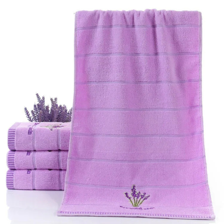 Khăn mặt sọc dày bằng cotton nguyên chất Họa tiết oải hương Khăn mặt thấm hút