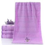 Khăn mặt sọc dày bằng cotton nguyên chất Họa tiết oải hương Khăn mặt thấm hút