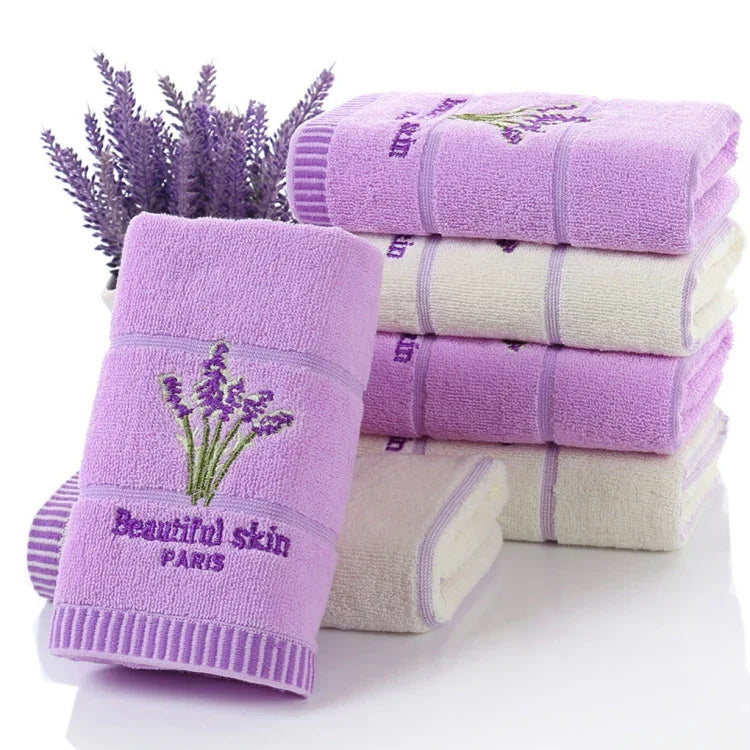 Khăn mặt sọc dày bằng cotton nguyên chất Họa tiết oải hương Khăn mặt thấm hút