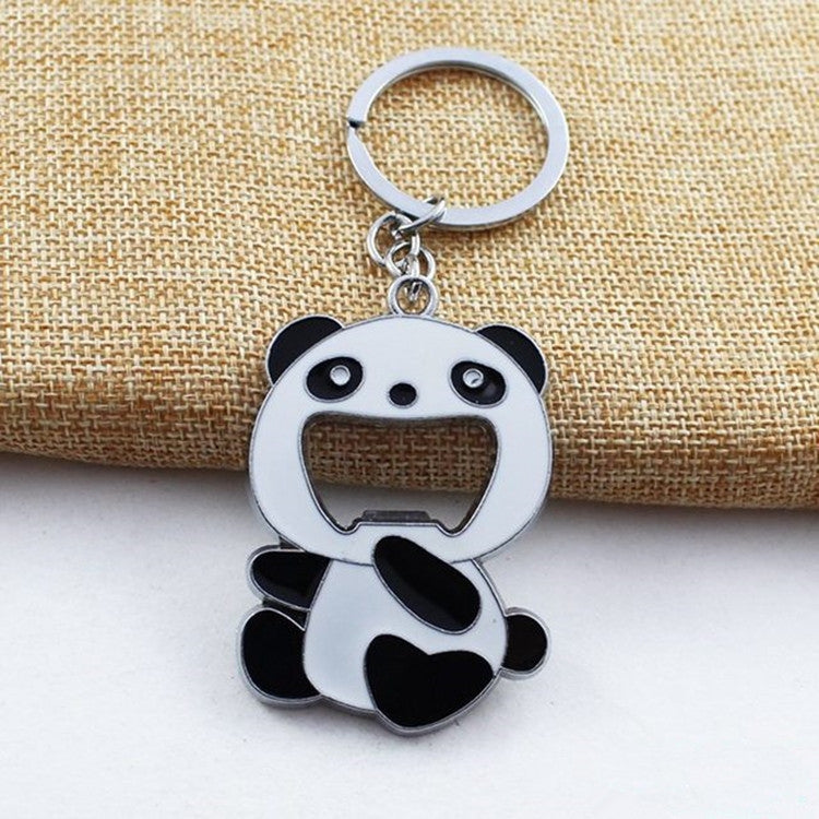 Dụng cụ mở nắp chai bia hình động vật hoạt hình, móc khóa hình gấu trúc, dụng cụ mở nắp chai bia hình động vật