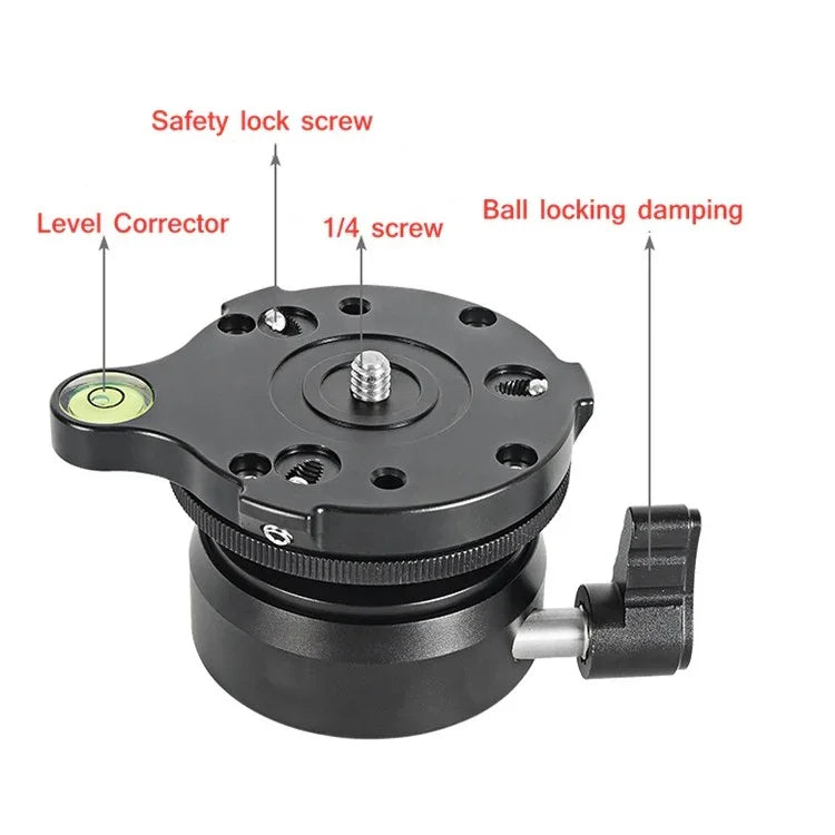 Đế điều chỉnh ngang đa năng BENXIN DY-60N cho máy ảnh SLR xoay toàn cảnh, đế bán cầu, DY-60N 1/4 inch
