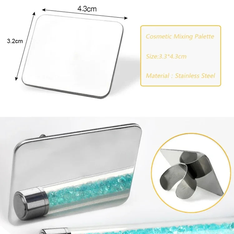 Bảng Màu Vòng Ngón Tay Làm Móng Salon Bảng Trộn Kem Nền Dụng Cụ Trang Điểm Đĩa Thép Không Gỉ Hình Vuông Nhỏ