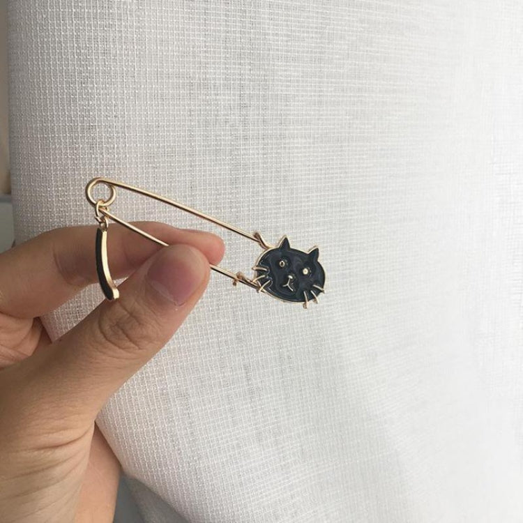 Trâm cài hình mèo nhỏ dễ thương vẫy đuôi, màu đen, trắng