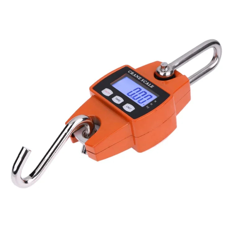 Cân móc điện tử mini di động 300kg x 100g, màn hình LCD, thép không gỉ, 300kg x 100g