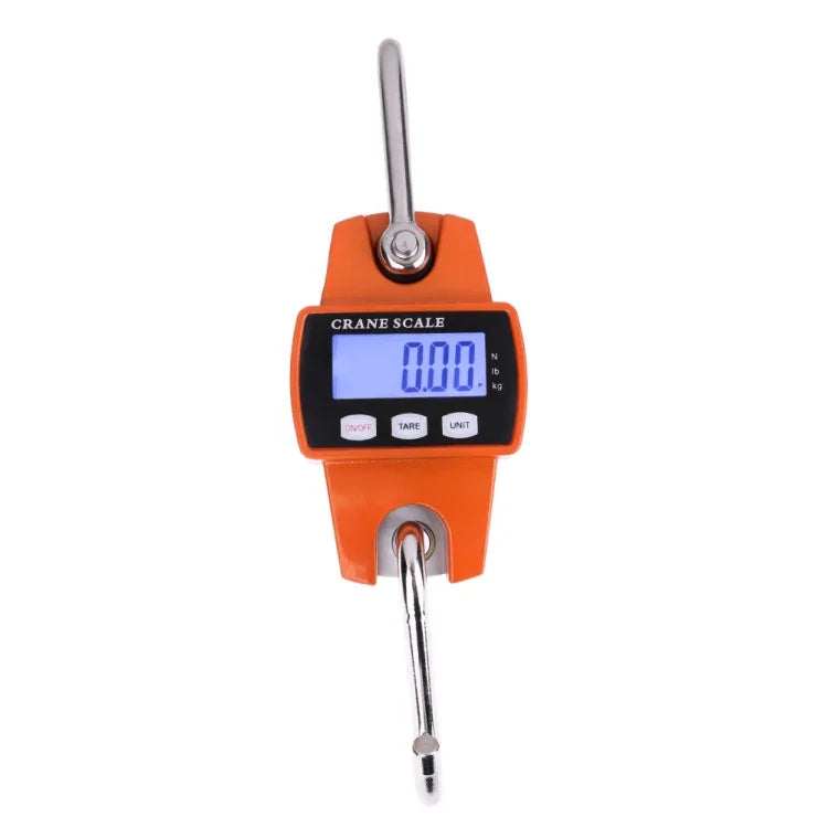 Cân móc điện tử mini di động 300kg x 100g, màn hình LCD, thép không gỉ, 300kg x 100g