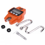 Cân móc điện tử mini di động 300kg x 100g, màn hình LCD, thép không gỉ, 300kg x 100g