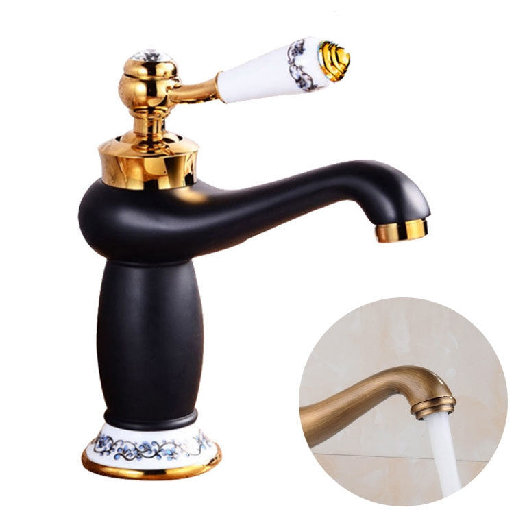 Vòi đồng cổ điển nóng lạnh đôi men sứ xanh trắng, màu đen, cổ điển, bạch kim, đen vàng