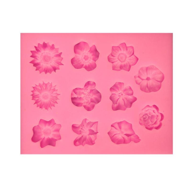 Khuôn silicone fondant bánh, khuôn socola DIY hình hoa loa kèn hoa hướng dương trang trí nướng, hình hoa hướng dương (hồng), hình hoa hướng dương (xám)