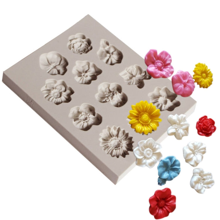 Khuôn silicone fondant bánh, khuôn socola DIY hình hoa loa kèn hoa hướng dương trang trí nướng, hình hoa hướng dương (hồng), hình hoa hướng dương (xám)