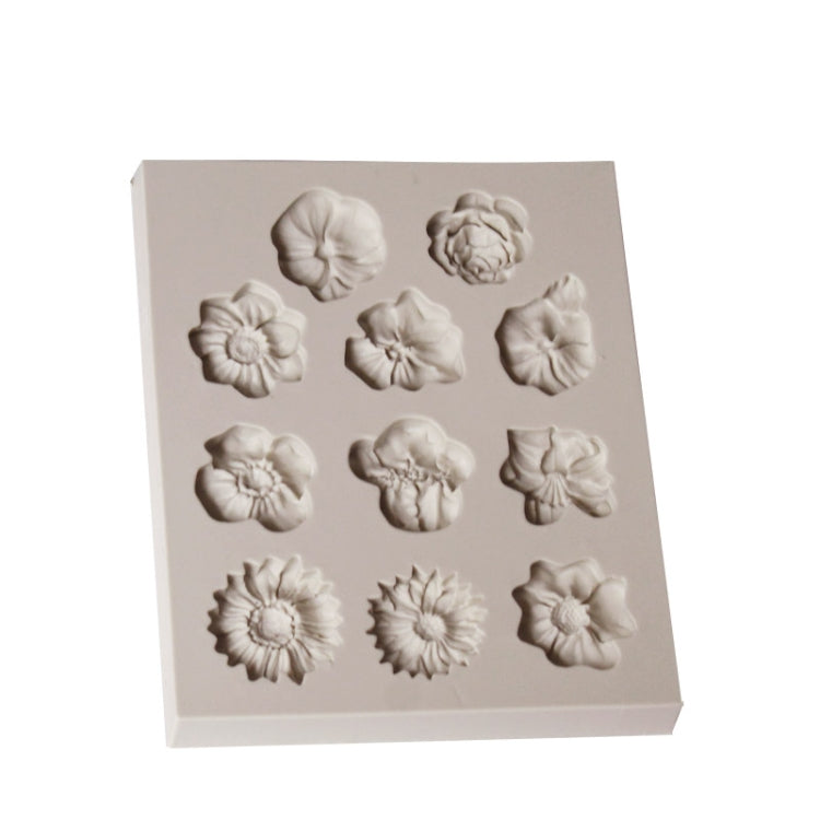 Khuôn silicone fondant bánh, khuôn socola DIY hình hoa loa kèn hoa hướng dương trang trí nướng, hình hoa hướng dương (hồng), hình hoa hướng dương (xám)