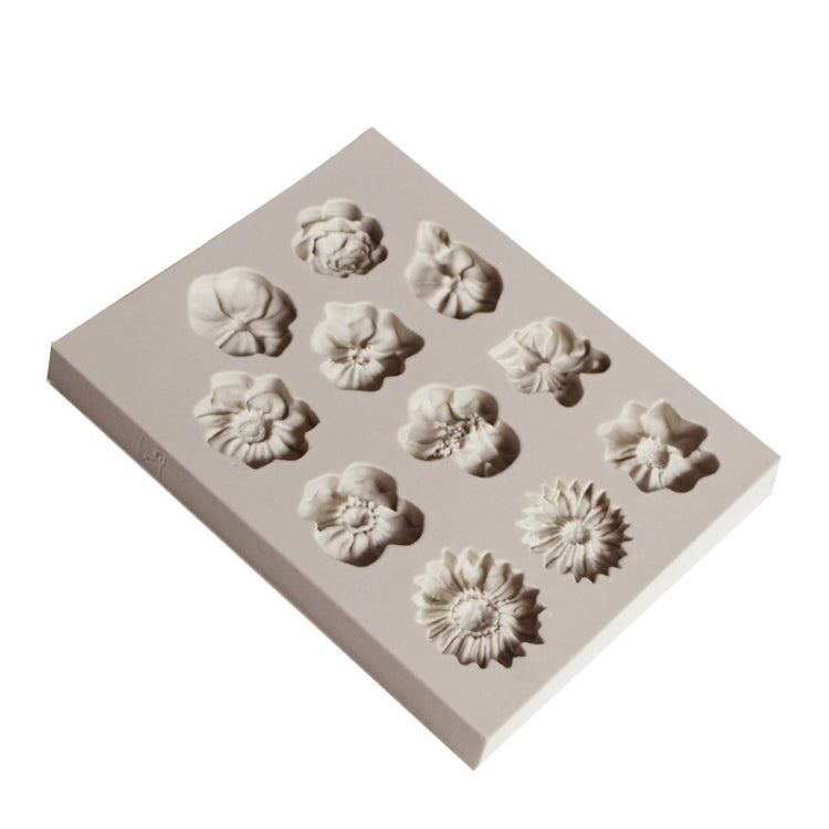 Khuôn silicone fondant bánh, khuôn socola DIY hình hoa loa kèn hoa hướng dương trang trí nướng, hình hoa hướng dương (hồng), hình hoa hướng dương (xám)