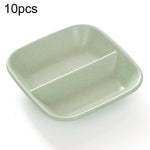 10 món phụ kiện nhà bếp 2 trong 1 đĩa nước sốt gia vị, đĩa salad bằng rơm lúa mì