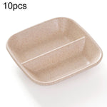 10 món phụ kiện nhà bếp 2 trong 1 đĩa nước sốt gia vị, đĩa salad bằng rơm lúa mì