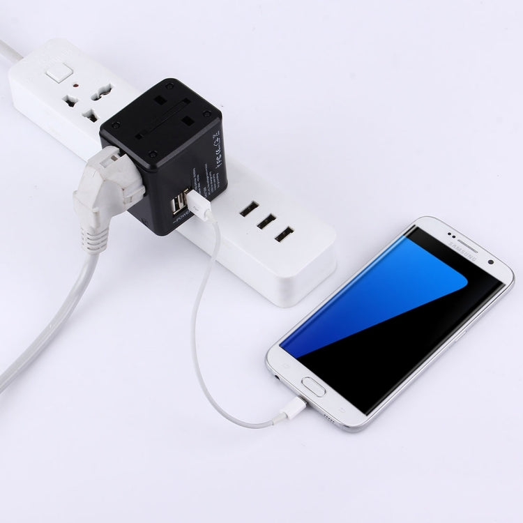 Bộ chuyển đổi phích cắm du lịch toàn cầu có thể giấu với cổng sạc USB kép tích hợp cho Mỹ, Anh, Úc, EU