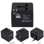 Adapter Sạc Ổ Cắm USB Đôi 5V 2.1A, Phích Cắm UK / EU / US / AU, 5V 2.1A