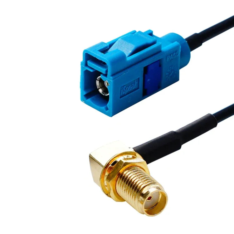 Cáp RG174 đầu nối SMA đực góc 20cm sang đầu nối Fakra Z cái, SMA đực góc sang Fakra Z cái