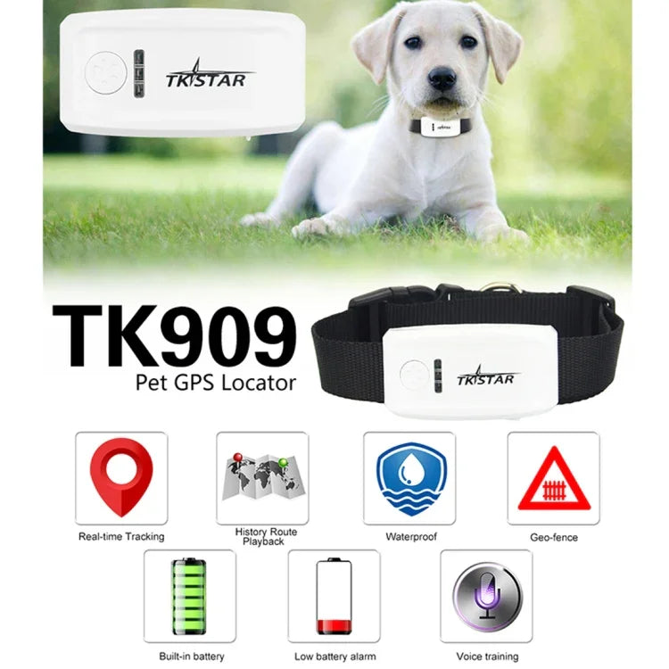 TK-909 Thiết bị định vị GPS / GPRS / GSM cho thú cưng, Vòng cổ theo dõi thời gian thực, TK-909