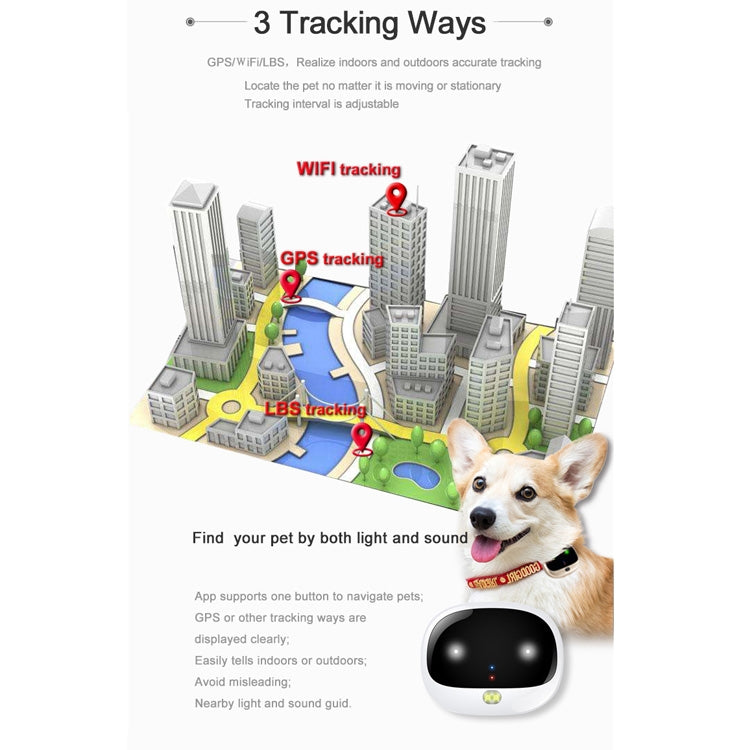 RF-V43 Kiểu A Định vị GPS + LBS + WiFi chống nước IP67 cho thú cưng, Vòng cổ theo dõi cho châu Á/Châu Âu/Châu Phi/Châu Úc, RF-V43 Kiểu A (Đen), RF-V43 Kiểu A (Trắng)