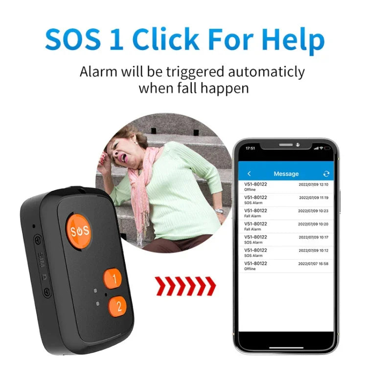 V51 Kiểu A Chống Nước IP67 4G LTE 3G 2G GSM Nút SOS Khẩn Cấp Cho Người Cao Tuổi Định Vị GPS Cho Châu Á/Châu Âu/Châu Phi/Châu Úc, V51 Kiểu A