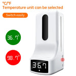 K9 Pro Handsfree Non-contact Body Light-sensitive Distance Sensor Thermometer + 1000ml Automatic Non-contact Liquid Soap Dispenser with Base Mount, K9 Pro