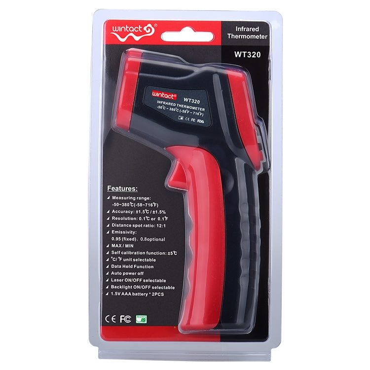 Nhiệt Kế Hồng Ngoại Cầm Tay Ngoài Trời Không Tiếp Xúc Wintact WT320 -50°C~380°C, WT320