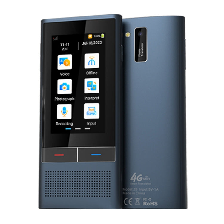 Máy dịch giọng nói thông minh Z6 phiên bản 4G màn hình 3.1 inch cho công việc và du lịch, 1GB+16GB, hỗ trợ dịch 138 ngôn ngữ