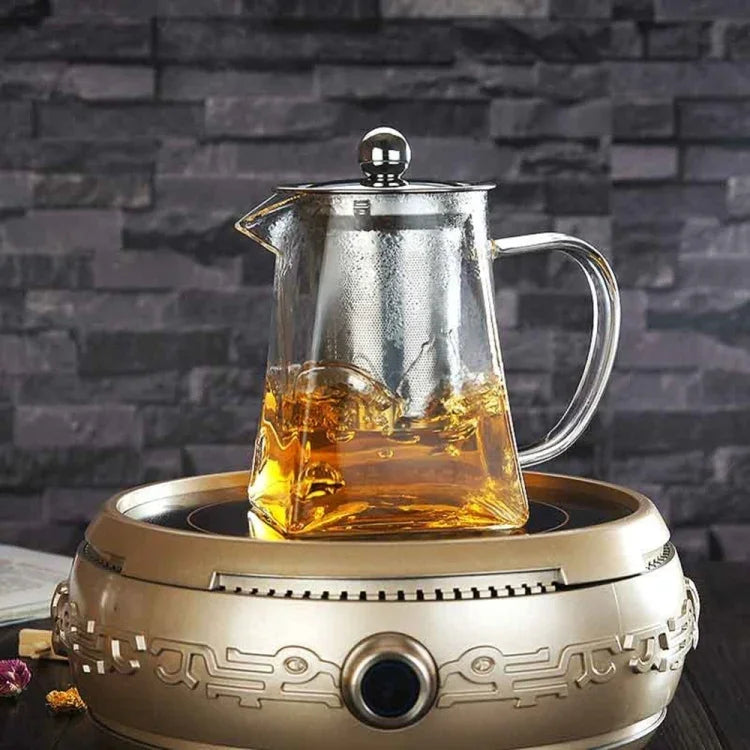 Ấm lọc trà bằng thủy tinh chịu nhiệt trong suốt, thép không gỉ, dung tích: 750ml