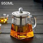 Ấm lọc trà bằng thủy tinh chịu nhiệt trong suốt và thép không gỉ, Dung tích: 950ml, Dung tích: 950ml